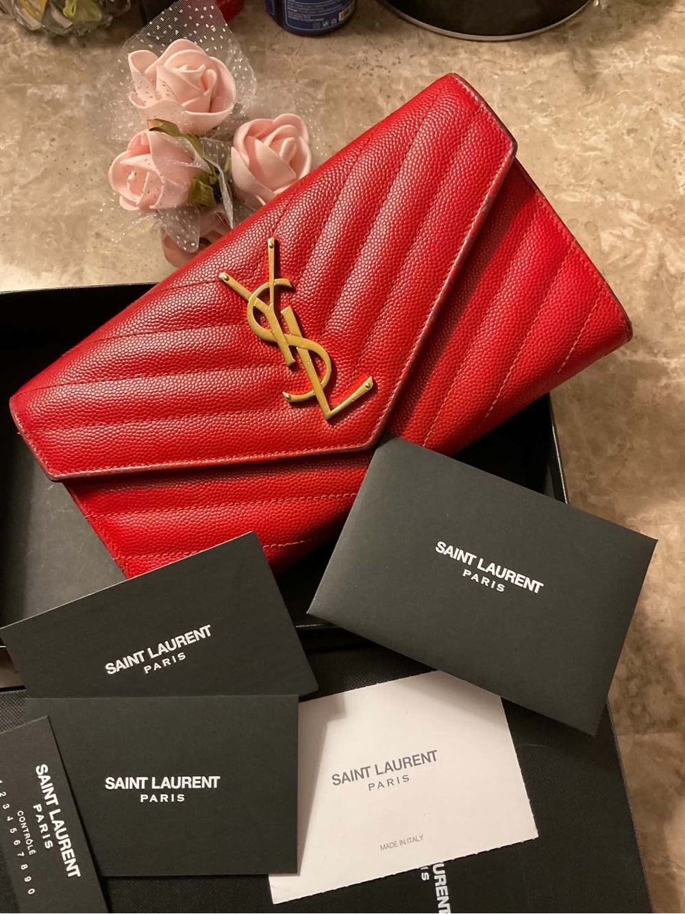 Saint Laurent Red Quilted Leather Wallet on Chain - Picture 9 of 15